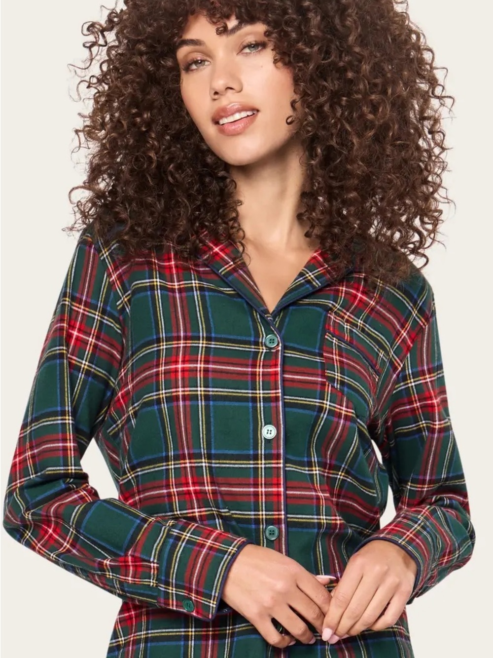 PETITE PLUME Plaid Pajama Top Only